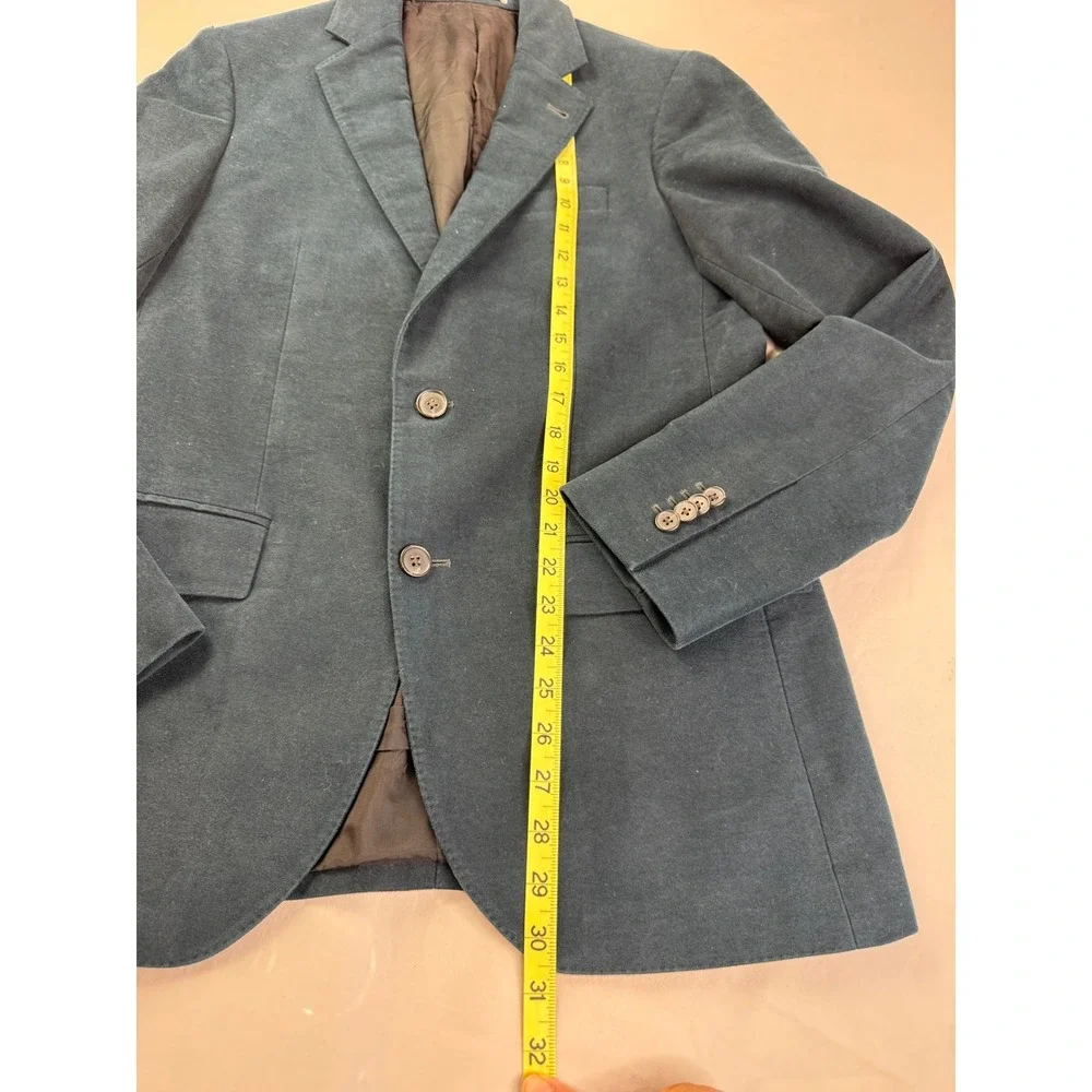 Club Monaco Grant Fit Mens 38 Cotton Blazer Sport Coat Dark Teal Blue Academia